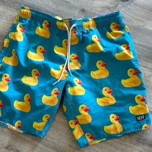 Neff Rubber Ducky shorts large board shirts swim trunks